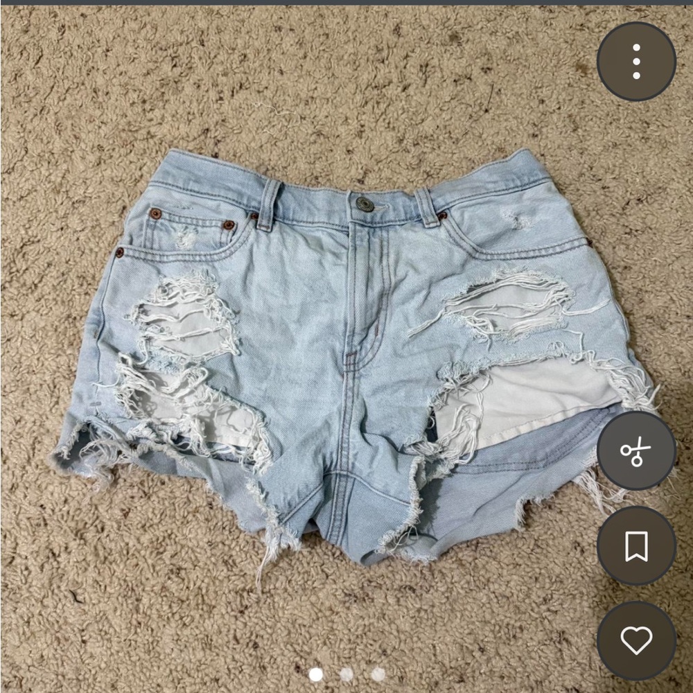 American Eagle Outfitters Light Blue Ripped Jean Shorts